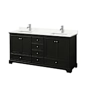 Wyndham Collection Deborah 72" Free Standing Double Basin Vanity Set with Cabinet and Quartz Vanity Top Dark Espresso / Giotto Quartz Top / Polished Chrome Hardware