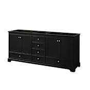 Wyndham Collection Deborah 79" Double Free Standing Wood Vanity Cabinet Only - Less Vanity Top Dark Espresso / Polished Chrome Hardware