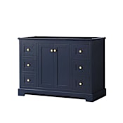 Wyndham Collection Avery 48" Single Free Standing Vanity Cabinet Only - Less Vanity Top Dark Blue / Brushed Gold Hardware