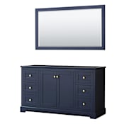 Wyndham Collection Avery 60" Single Free Standing Vanity Cabinet - Less Vanity Top Dark Blue / Brushed Gold Hardware