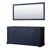 Wyndham Collection Avery 72" Double Free Standing Vanity Cabinet - Less Vanity Top Dark Blue / Brushed Gold Hardware