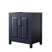 Wyndham Collection Daria 29" Single Free Standing Vanity Cabinet Only - Less Vanity Top Dark Blue / Brushed Gold Hardware
