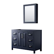 Wyndham Collection Daria 47" Single Free Standing Vanity Cabinet - Less Vanity Top Dark Blue / Brushed Gold Hardware
