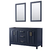Wyndham Collection Daria 59" Double Free Standing Vanity Cabinet - Less Vanity Top Dark Blue / Brushed Gold Hardware