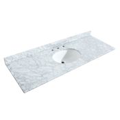 Wyndham Collection 60" Marble Vanity Top with Backsplash White Carrara Marble