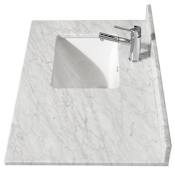 Wyndham Collection 36" Marble Vanity Top with Backsplash and Left Offset Bathroom Sink White Carrara Marble