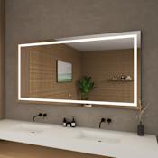 Wyndham Collection Lucia 70"W x 36"H Rectangular Flat Frameless Wall Mounted Bathroom Mirror with LED Lighting Silver