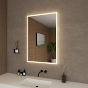 Wyndham Collection Hilton 24"W x 36"H Rectangular Flat Frameless Wall Mounted Bathroom Mirror with LED Lighting Silver