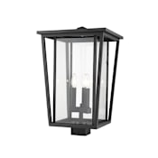 Z-Lite Seoul 3 Light 22" Tall Marine Grade Outdoor Single Head Post Light Black