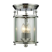 Z-Lite Wyndham 3 Light Flushmount Ceiling Fixture with Clear Shade Chrome