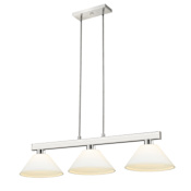Z-Lite Cobalt 3 Light 46" Wide Linear Pendant with Matte Opal Shades Brushed Nickel