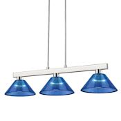 Z-Lite Cobalt 3 Light 50" Wide Linear Pendant with Dark Blue Shades Brushed Nickel