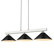 Z-Lite Cobalt 3 Light 50" Wide Linear Pendant with Matte Black Shades Brushed Nickel