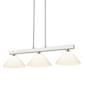 Z-Lite Cobalt 3 Light 50" Wide Linear Pendant with White Shades Brushed Nickel