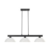 Z-Lite Cobalt 3 Light 49" Wide Linear Pendant with White Linen Shades Matte Black