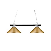Z-Lite Sharp Shooter 2 Light 42" Wide Billiard Multi Light Pendant with Satin Gold Metal Shade Chrome