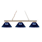 Z-Lite Sharp Shooter 3 Light Chandelier with Dark Blue Shade Polished Brass