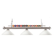Z-Lite Shark 3 Light Billiard Chandelier with White Glass Shades Brushed Nickel