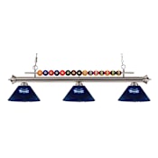 Z-Lite Shark 3 Light 58" Wide Billiard Chandelier with Dark Blue Synthetic Shades Brushed Nickel