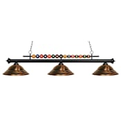 Z-Lite Shark 3 Light Billiard Chandelier with Copper Metal Shades Matte Black