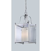 Z-Lite Fairview 3 Light Full Sized Pendant with Clear Beveled Outside Glass and Matte Opal Glass Inside Shade Chrome