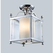Z-Lite Fairview 3 Light Semi-Flush Ceiling Fixture with Clear Beveled Outside Glass and Matte Opal Glass Inside Shade Chrome