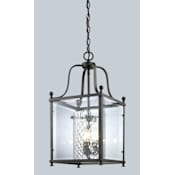 Z-Lite Fairview 3 Light Full Sized Pendant with Clear Beveled Outside Glass and Clear Hammered Glass Inside Shade Bronze