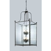 Z-Lite Fairview 8 Light Full Sized Pendant with Clear Beveled Outside Glass and Clear Hammered Glass Inside Shade Bronze