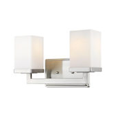 Z-Lite Tidal 2 Light Bathroom Vanity Light with Matte Opal Glass Shade Brushed Nickel
