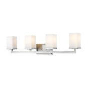 Z-Lite Tidal 4 Light Bathroom Vanity Light with Matte Opal Glass Shade Brushed Nickel