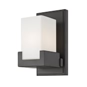 Z-Lite Peak 4-5/8" Wide Integrated 3000K LED Bathroom Sconce with Matte Opal Glass Shade - ADA Compliant Bronze