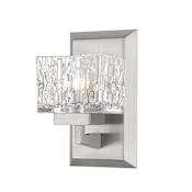 Z-Lite Rubicon 9" Tall Bathroom Sconce with a Textured Glass Shade Brushed Nickel