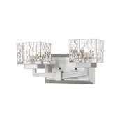 Z-Lite Rubicon 2 Light 14" Wide Vanity Light with Textured Glass Shades Brushed Nickel