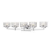 Z-Lite Rubicon 5 Light 36" Wide Vanity Light with Textured Glass Shades Chrome