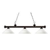 Z-Lite Riviera 3 Light 59" Wide Billiard Multi Light Pendant with Matte Opal Glass Shade Bronze