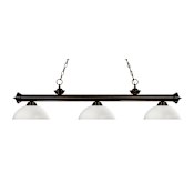 Z-Lite Riviera 3 Light 57" Wide Billiard Multi Light Pendant with Matte Opal Glass Shade Bronze