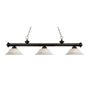 Z-Lite Riviera 3 Light 59" Wide Billiard Multi Light Pendant with White Mottle Patterned/Etched Glass Shade Bronze