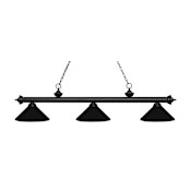 Z-Lite Riviera 3 Light Island/Billiard Chandelier with Matte Black Metal Shade Matte Black