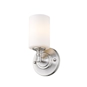 Z-Lite Cannondale 1 Light Wall Sconce with Matte Opal Glass Shade Satin Nickel