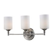 Z-Lite Cannondale 3 Light Bathroom Vanity Light with Matte Opal Glass Shade Satin Nickel