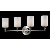 Z-Lite Cannondale 4 Light Bathroom Vanity Light with Matte Opal Glass Shade Chrome