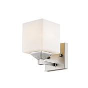 Z-Lite Quube 1 Light Bathroom Sconce with Matte Opal Glass Shade Brushed Nickel