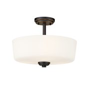 Z-Lite Arlington 3 Light 15" Wide Semi-Flush Drum Ceiling Fixture Bronze