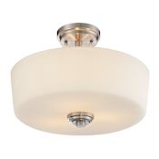 Z-Lite Lamina 3 Light Semi-Flush Ceiling Fixture with Matte Opal Shade Brushed Nickel