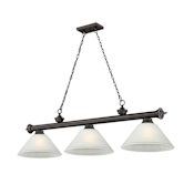 Z-Lite Cordon 3 Light 14" Wide Billiard Chandelier with White Linen Shades Bronze / White Linen