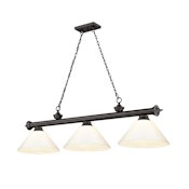 Z-Lite Cordon 3 Light 14" Wide Billiard Chandelier with White Shades Bronze / White