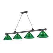 Z-Lite Cordon 4 Light 14" Wide Billiard Chandelier with Green Shades Bronze Plated / Green