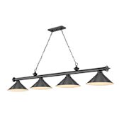 Z-Lite Cordon 4 Light 14" Wide Billiard Chandelier with Bronze Plated Shades Bronze Plated / Bronze Plated