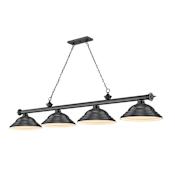Z-Lite Cordon 4 Light 16" Wide Billiard Chandelier with Bronze Plated Shades Bronze Plated / Bronze Plated