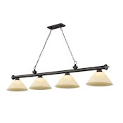 Z-Lite Cordon 4 Light 14" Wide Billiard Chandelier with Golden Mottle Shades Bronze / Golden Mottle